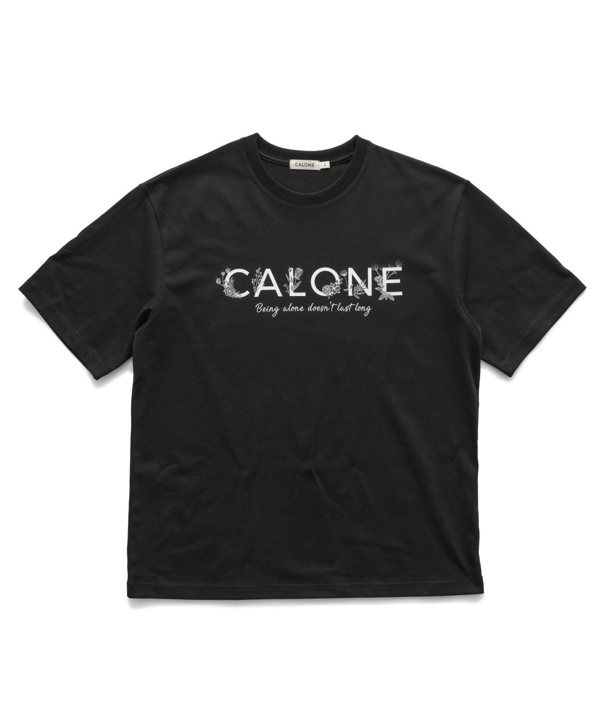 칼론(CALONE) 플라워  코튼 반팔 티셔츠 블랙