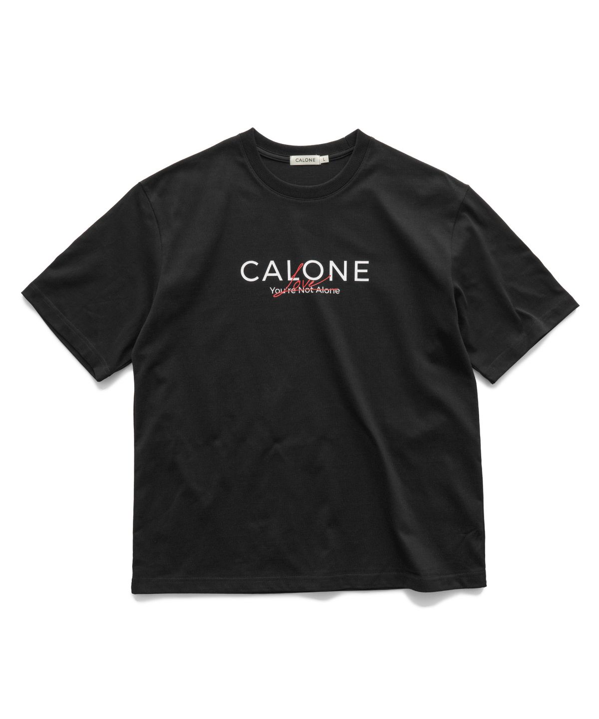 칼론(CALONE) LOVE ALONE 코튼 반팔 티셔츠 블랙