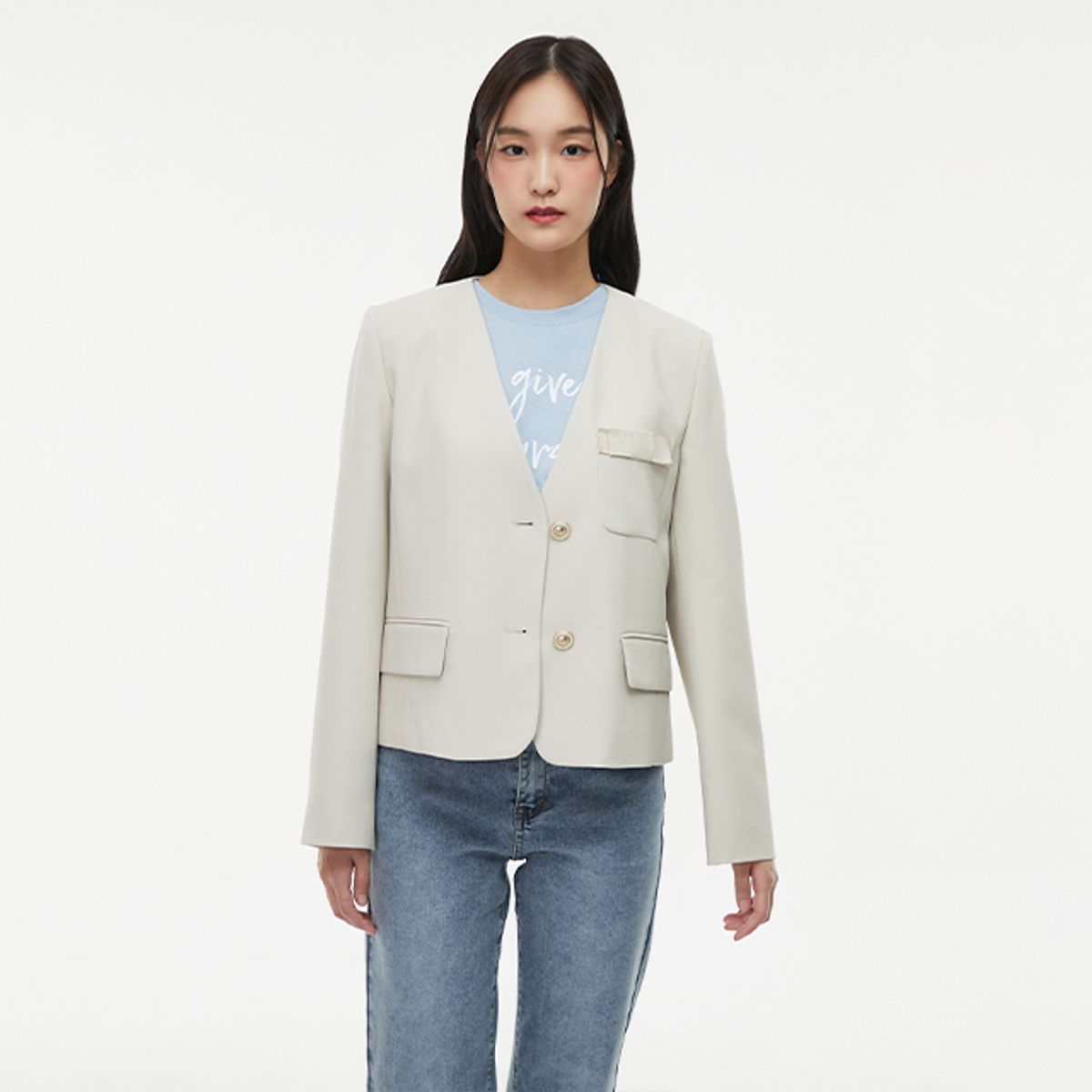 랩(LAP) V넥 노카라자켓 AQ1WJ267