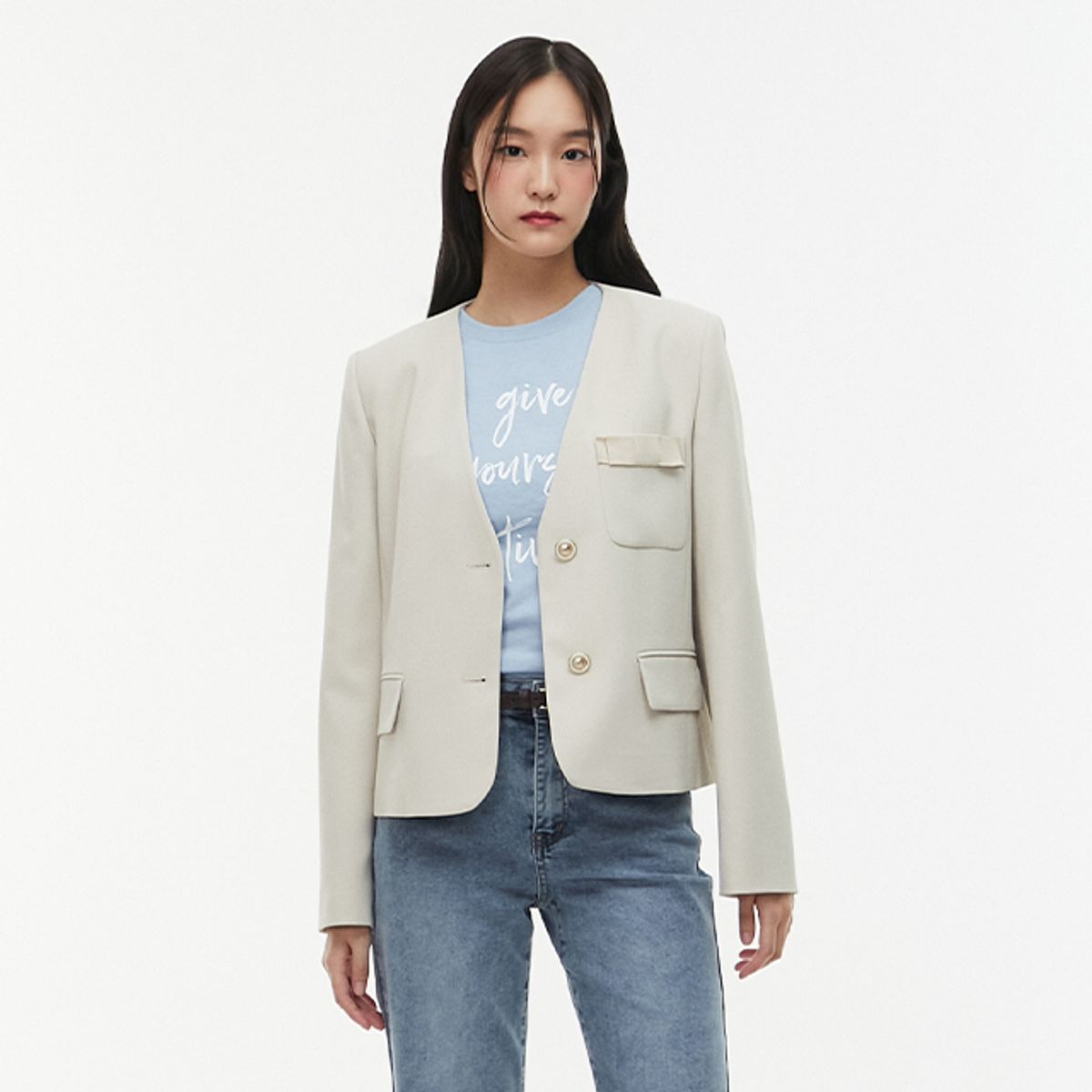 랩(LAP) V넥 노카라자켓 AQ1WJ267