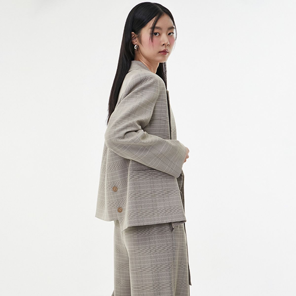 랩(LAP) (SET-상의) 언발여밈 박시 크랍 자켓 AQ1WJ265