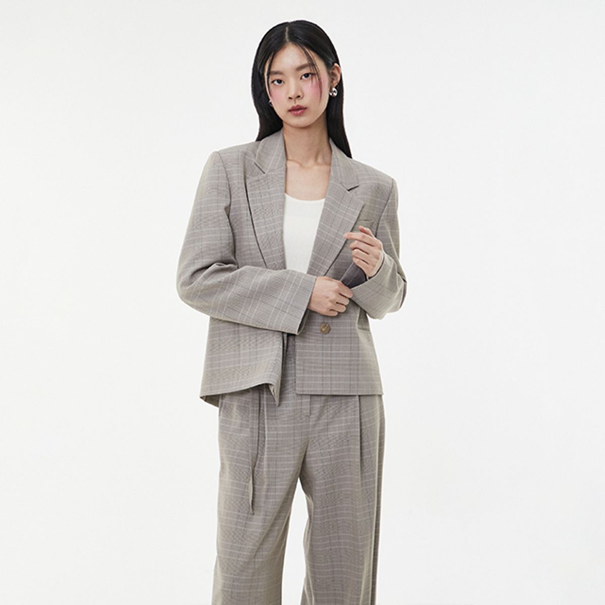 랩(LAP) (SET-상의) 언발여밈 박시 크랍 자켓 AQ1WJ265