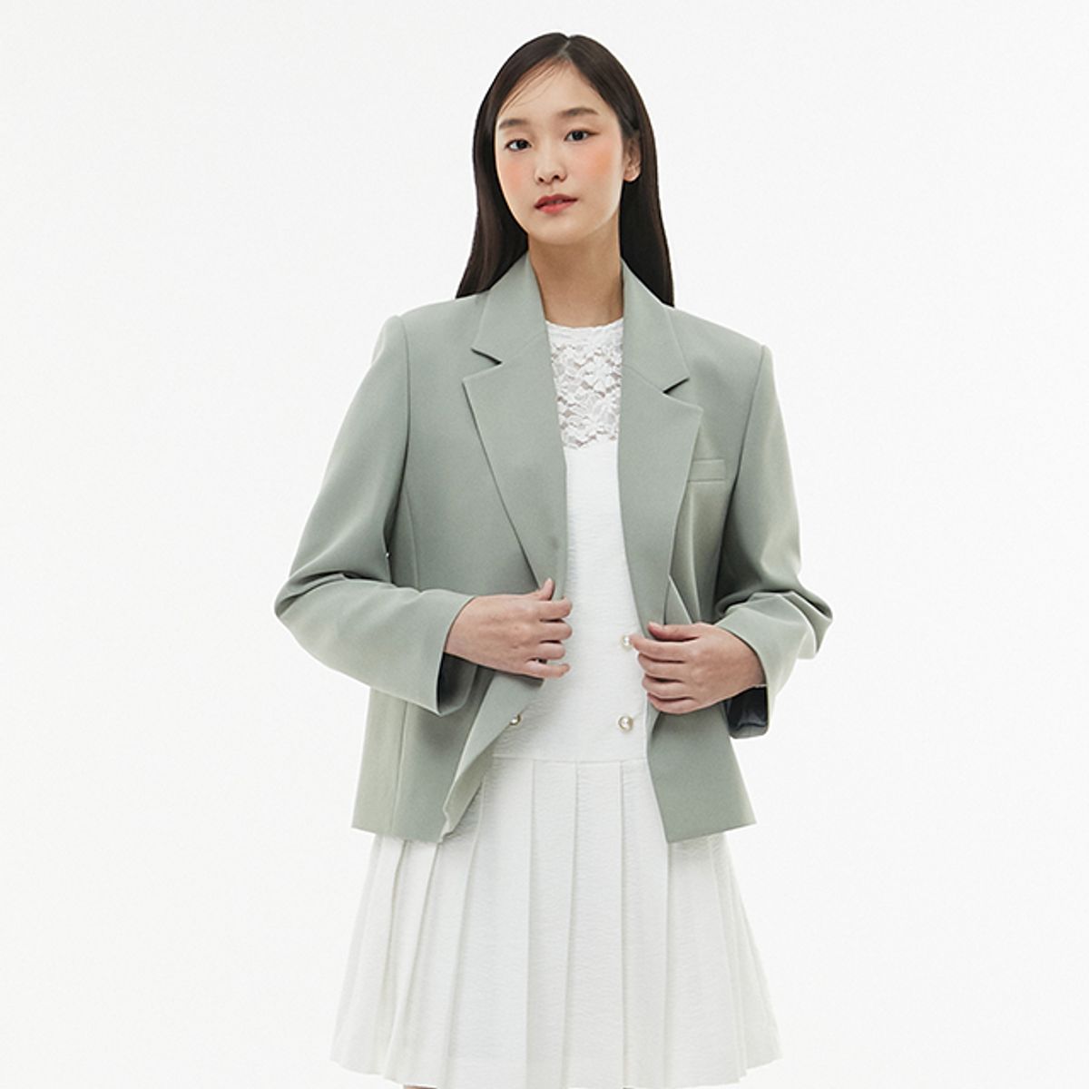 랩(LAP) (SET-상의) 언발여밈 박시 크랍 자켓 AQ1WJ265