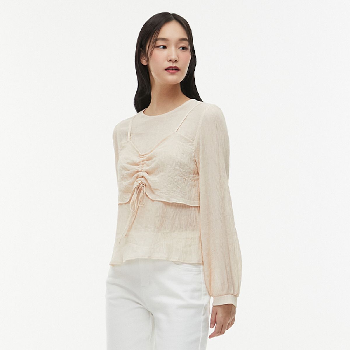 랩(LAP) 셔링 뷔스티에 블라우스 AQ1WB260