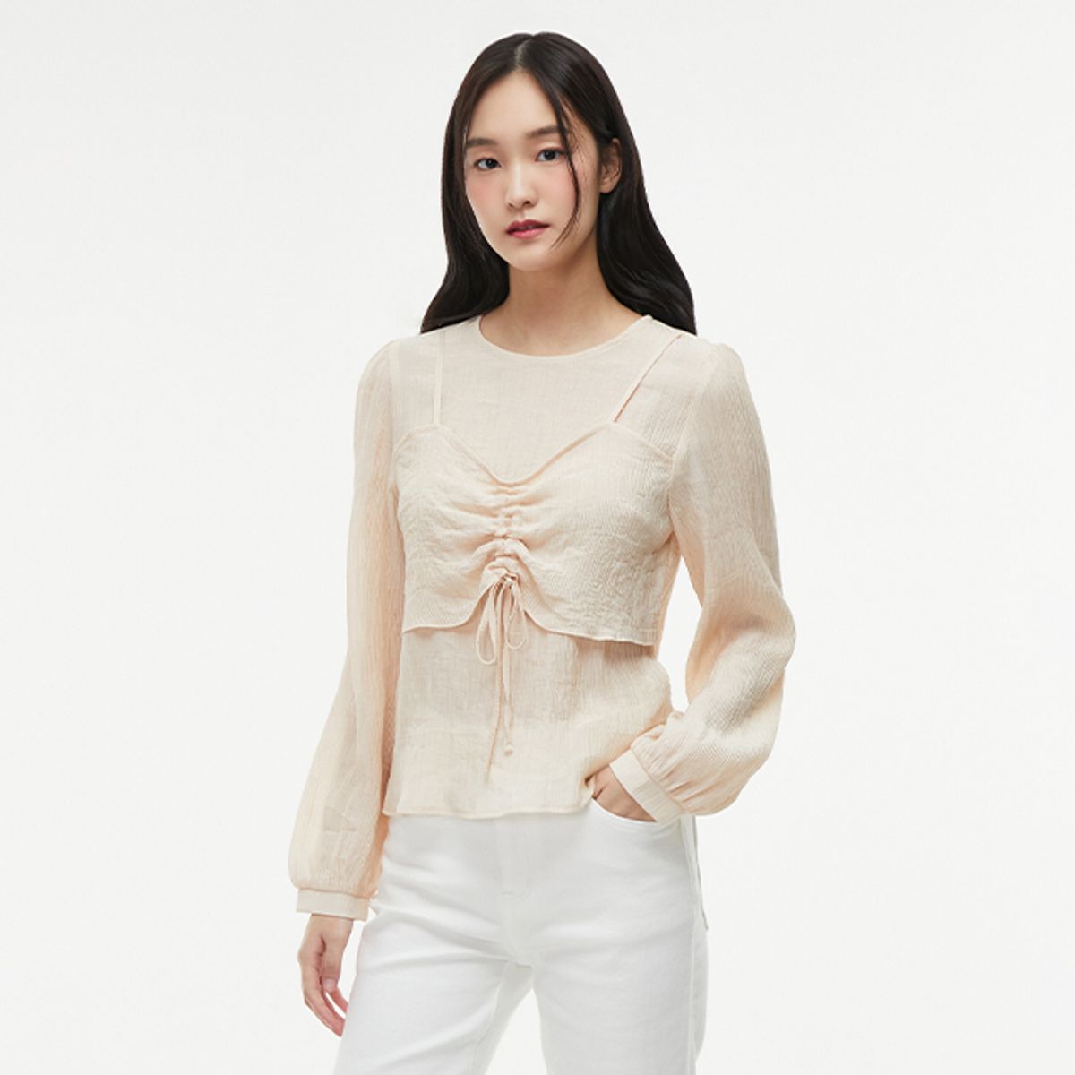 랩(LAP) 셔링 뷔스티에 블라우스 AQ1WB260
