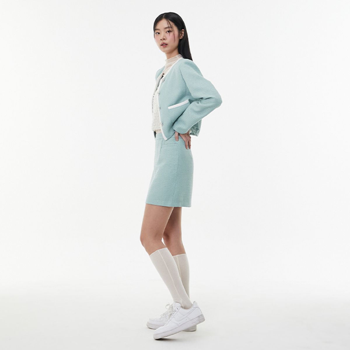 랩(LAP) (SET-하의) 트위드 미니 스커트 AQ1WS266