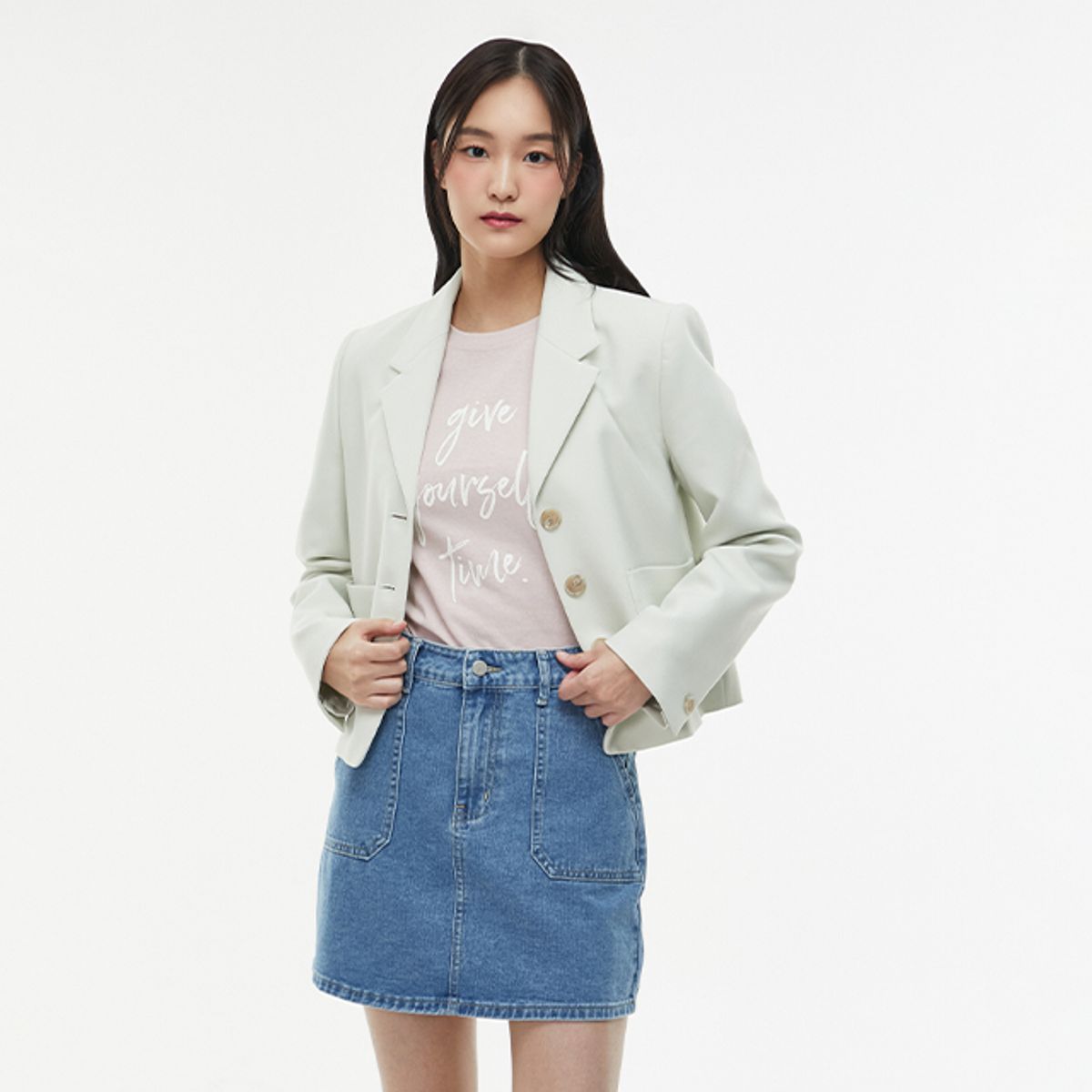 랩(LAP) (SET-상의) 싱글 3버튼 크랍 자켓 AQ1WJ260