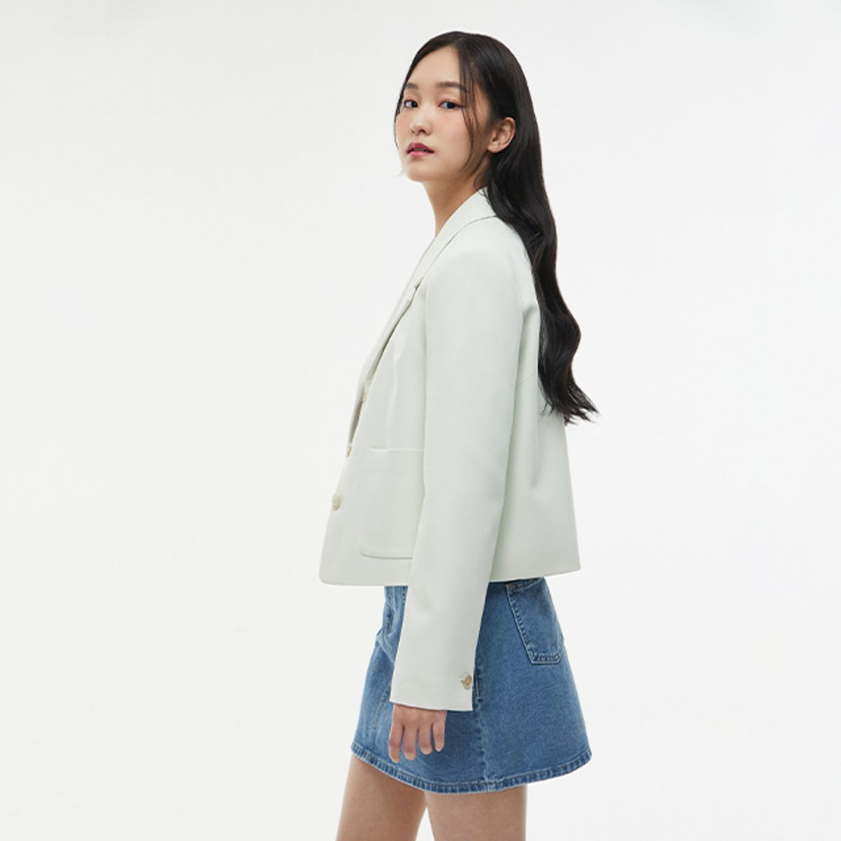랩(LAP) (SET-상의) 싱글 3버튼 크랍 자켓 AQ1WJ260