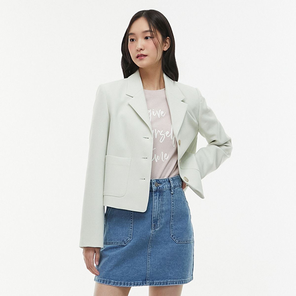 랩(LAP) (SET-상의) 싱글 3버튼 크랍 자켓 AQ1WJ260
