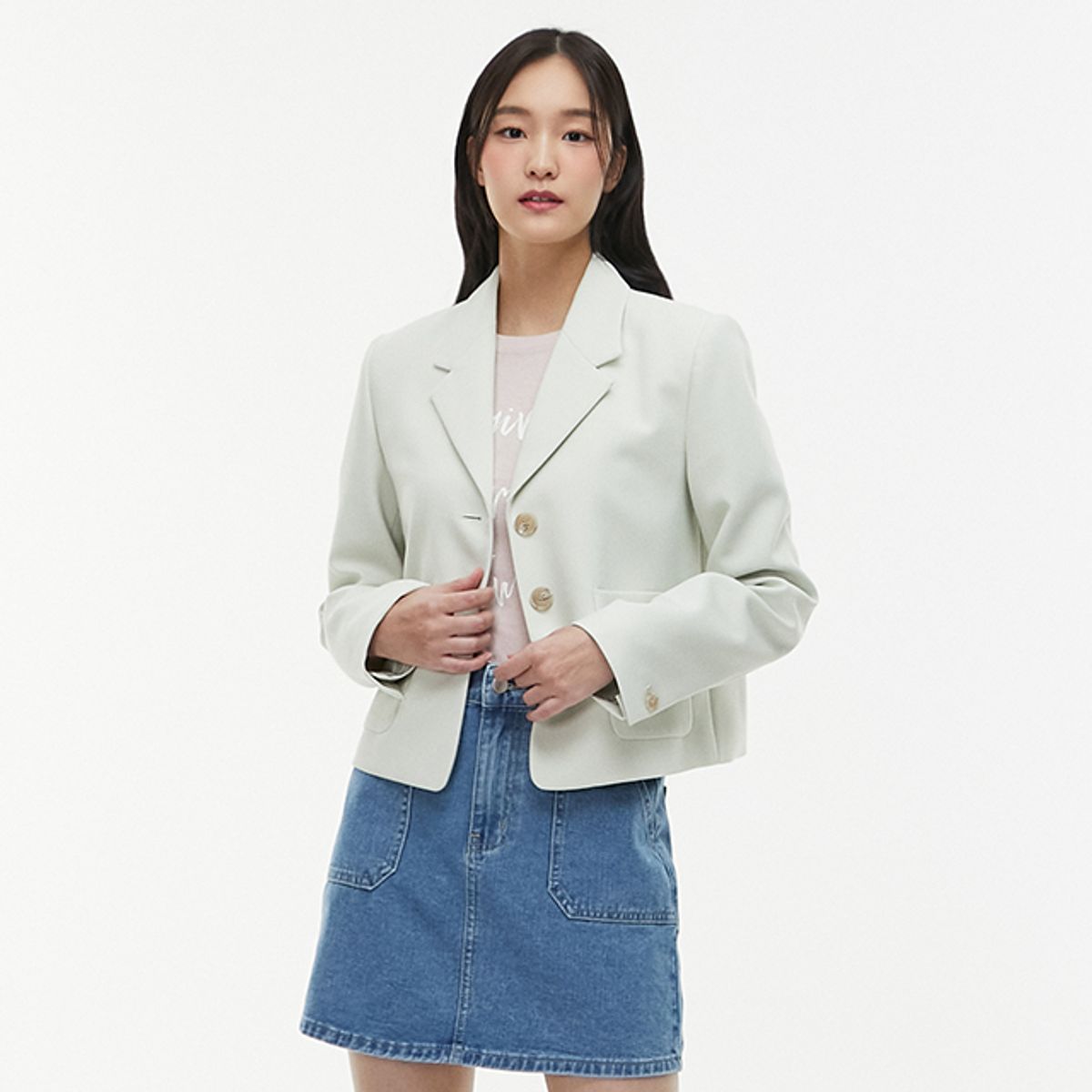 랩(LAP) (SET-상의) 싱글 3버튼 크랍 자켓 AQ1WJ260