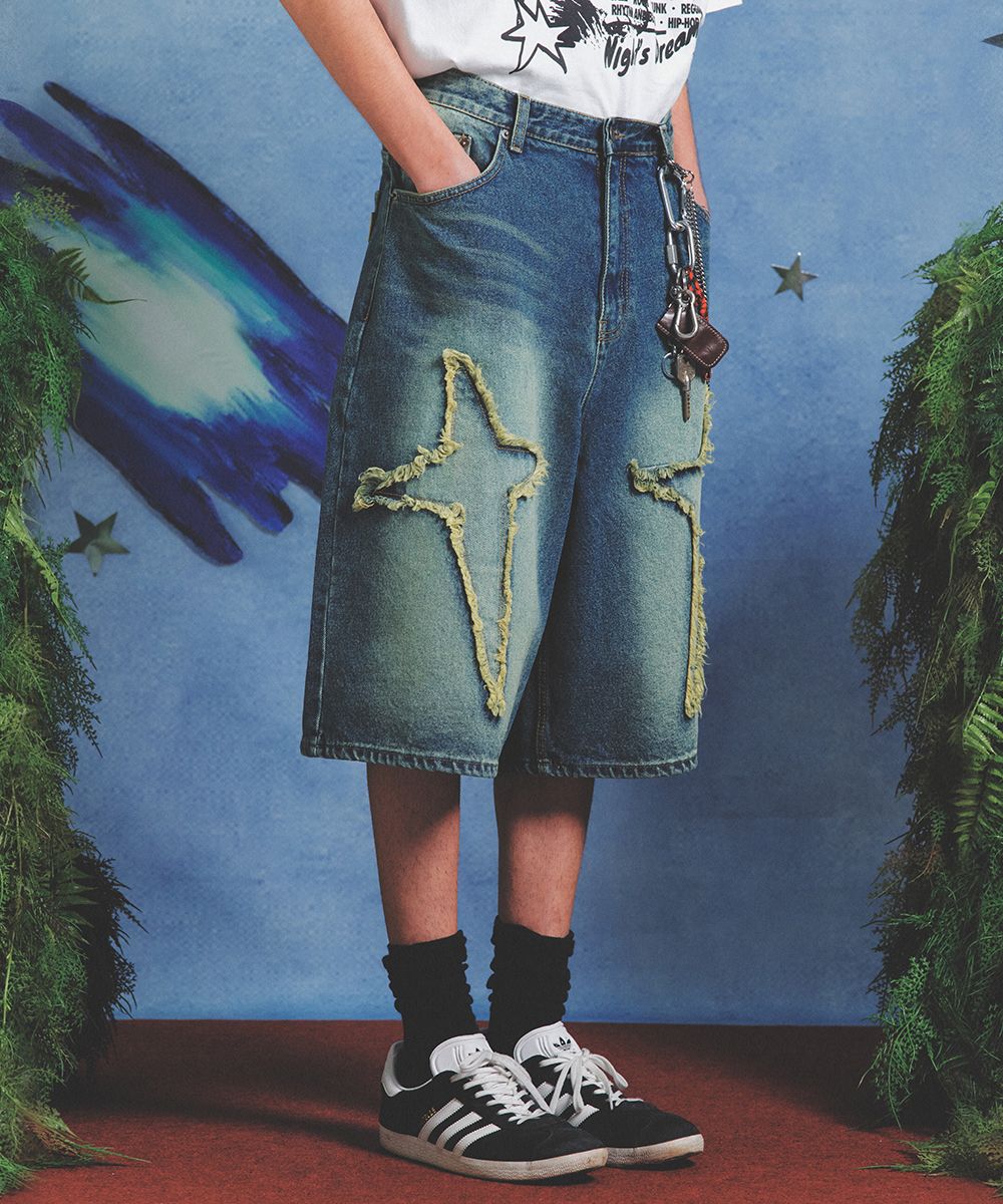 ★MAINBOOTH★Spark Denim Shorts(BLUE)★正規品/韓国直送料込 ☆MAINBOOTH☆Spark Denim Shorts(BLUE)☆正規品/韓国直送料込