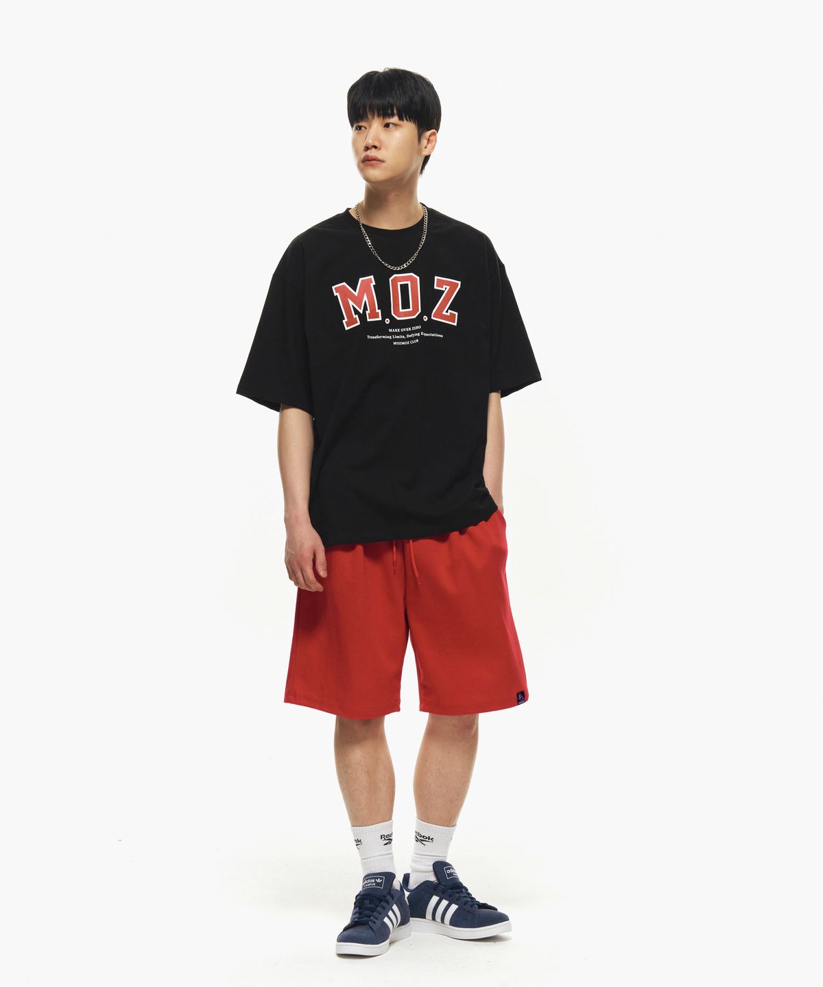 모즈모즈(MOZMOZ) [SET] MOZ 오버핏 원턱 트레이닝 세트 블랙
