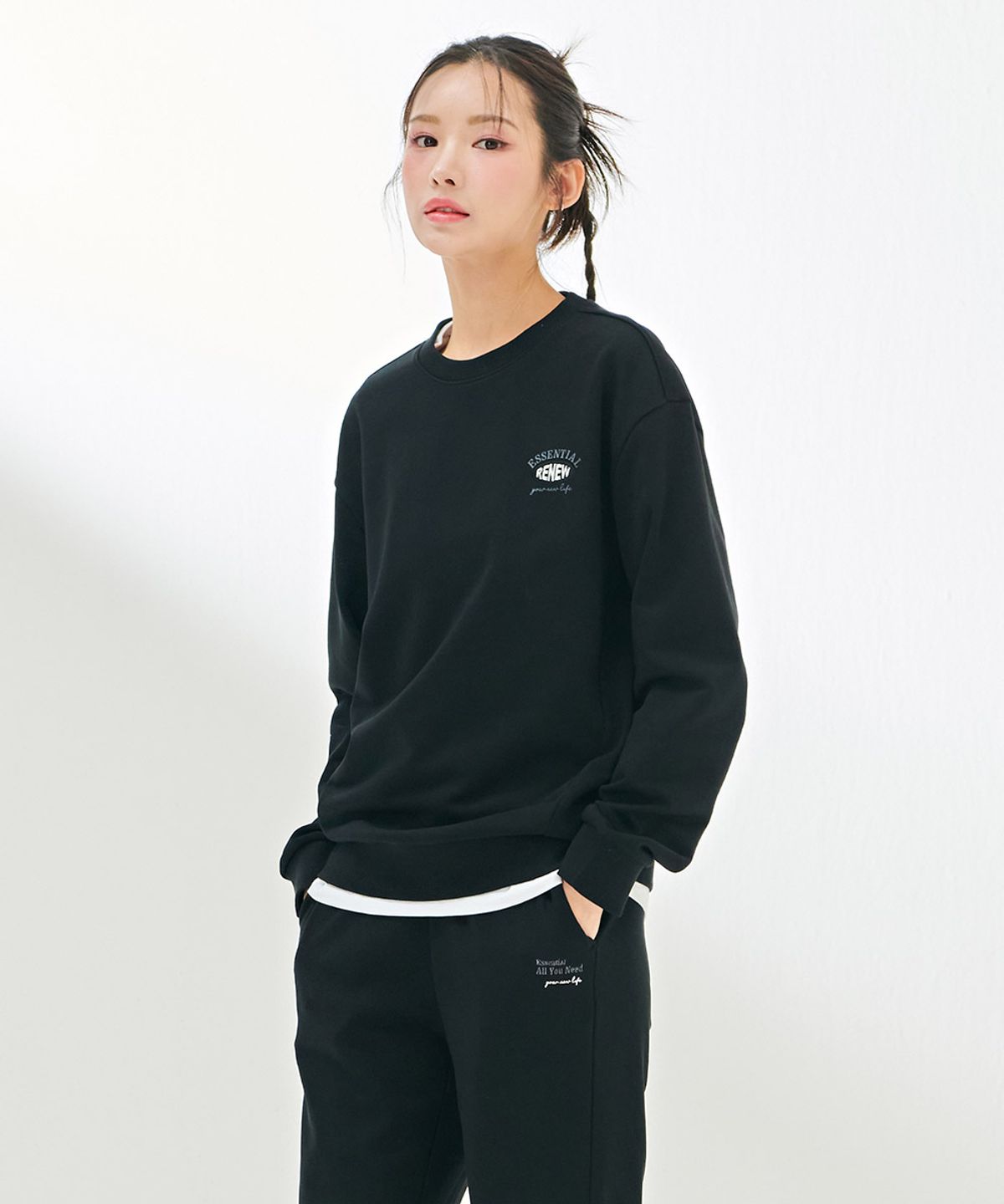 체이스컬트(CHASECULT) 공용 에센셜 맨투맨 티셔츠-DAZU5101B03
