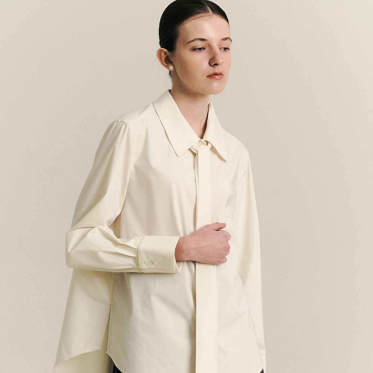 웬스데이딜라잇(WEDNESDAY DELIGHT) WD_Detachable tie cotton shirt_YELLOW