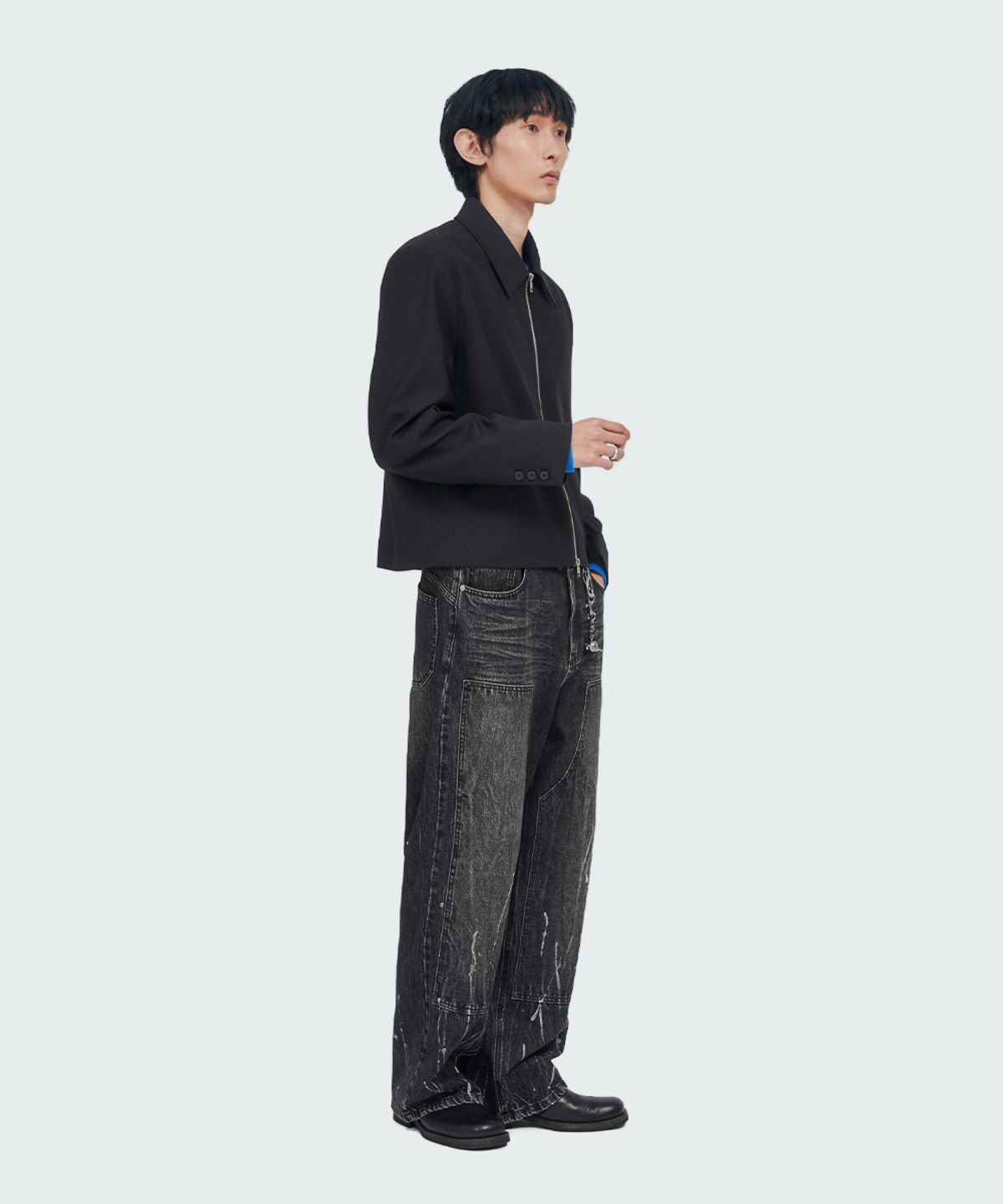 인템포무드(INTEMPOMOOD) 모던 패디드 숄더 재킷_블랙