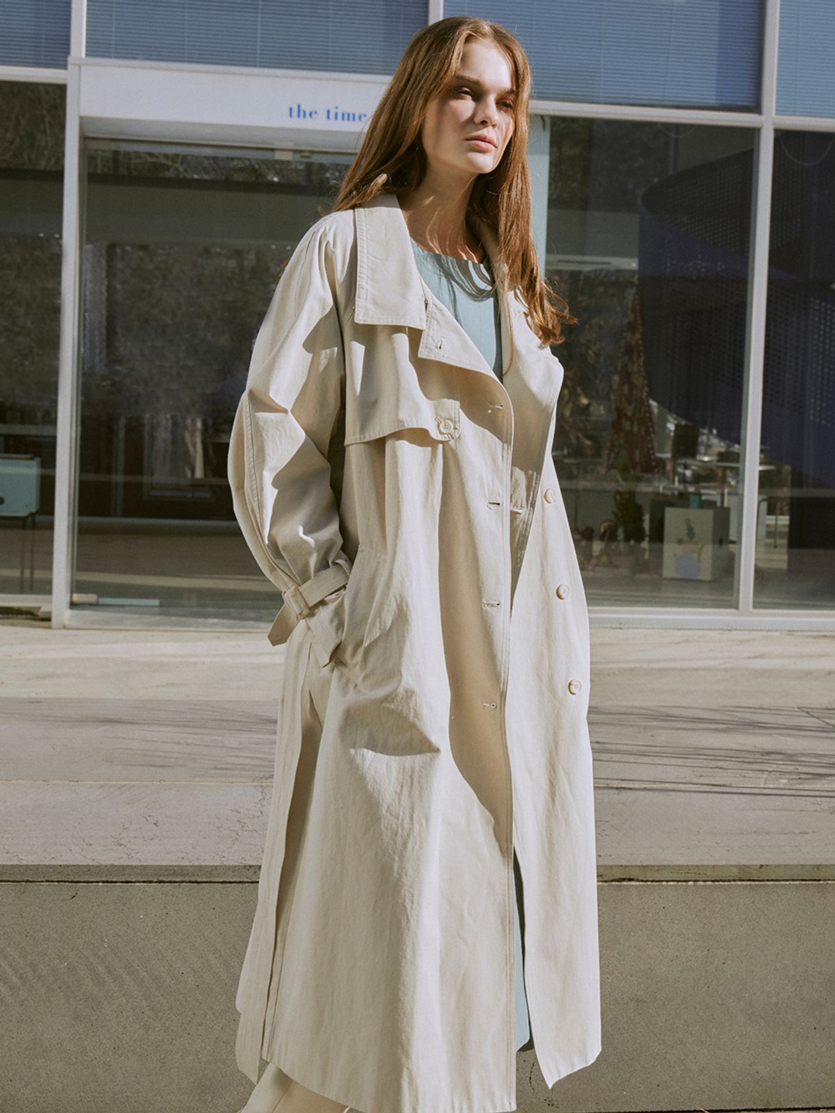 헌치(HUNCH) Oversize half double trench coat (2color)