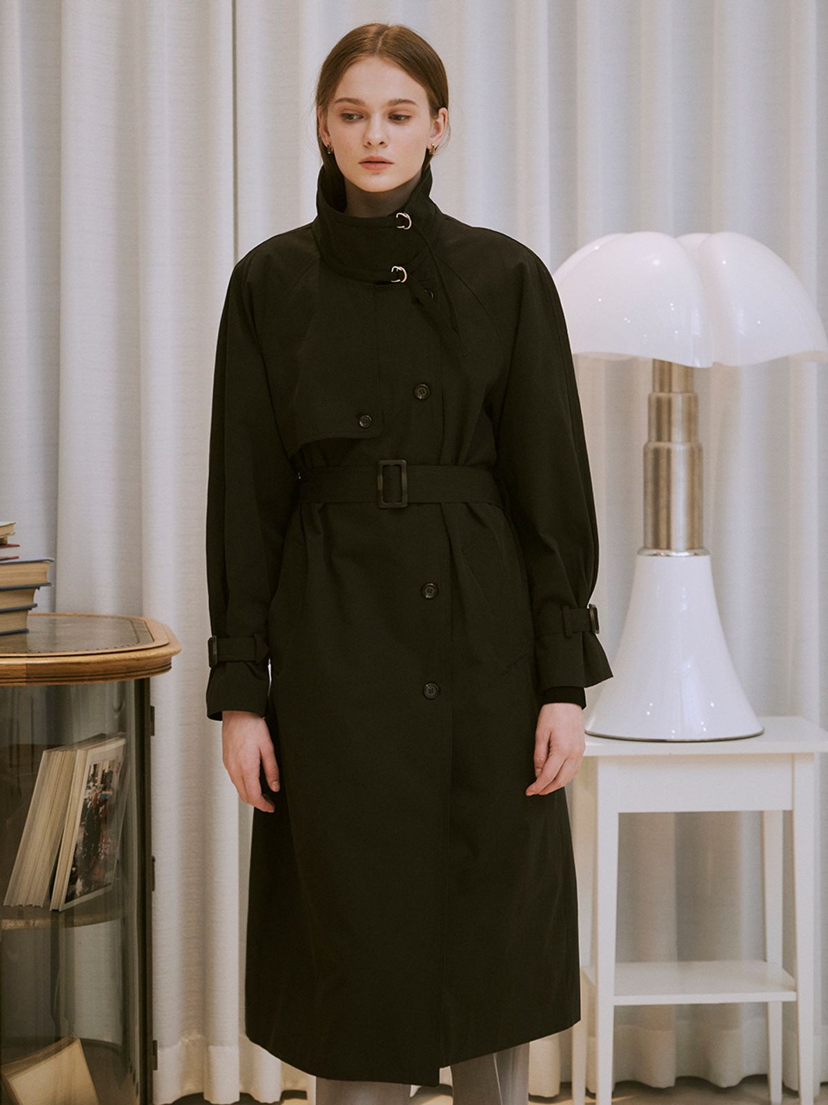 헌치(HUNCH) Oversize half double trench coat (2color)