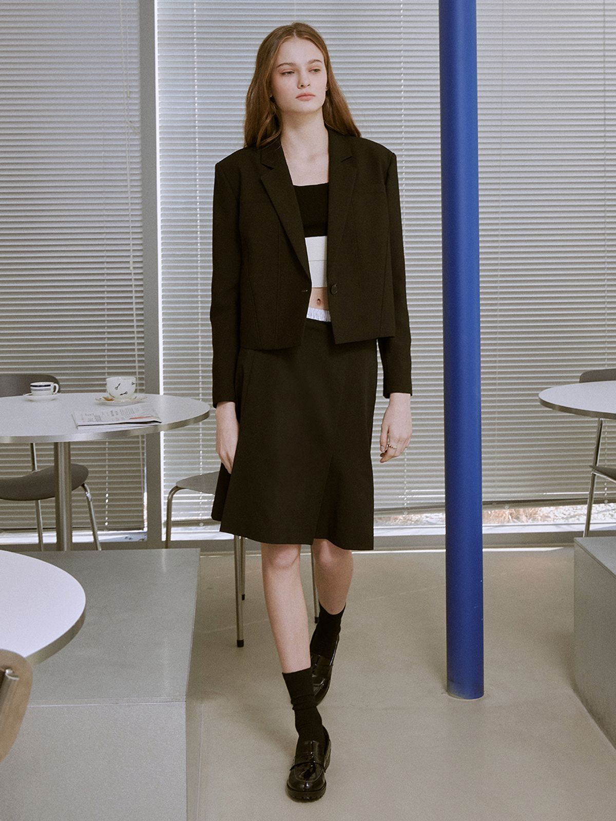헌치(HUNCH) Minimal one button crop jacket