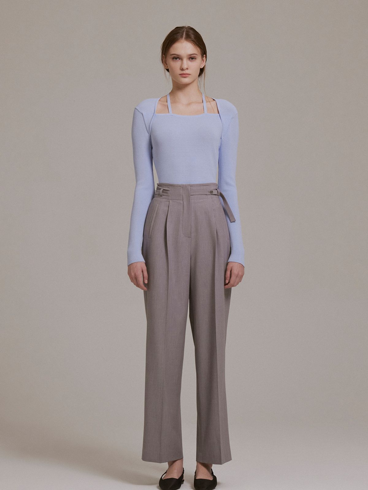 헌치(HUNCH) Belted two button highwaist pintuck pants (2color)