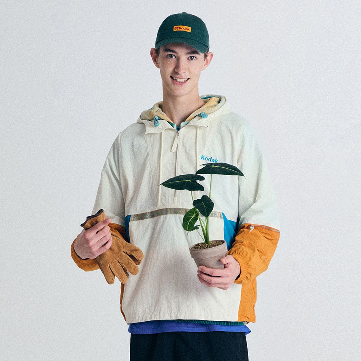코닥(KODAK) 씨너리 컬러블록 아노락 자켓 IVORY