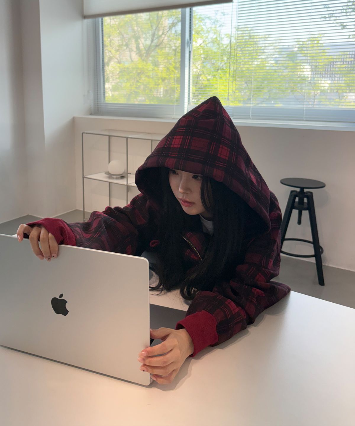 챈스챈스(CHANCECHANCE) CEC CHECK ZIP-UP HOODIE(RED)