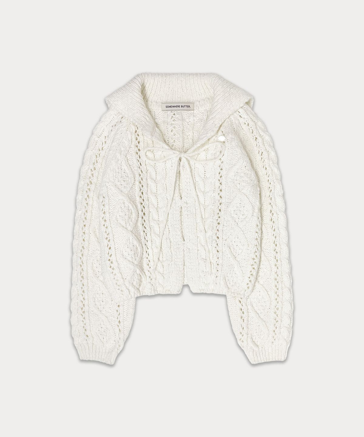 썸웨어버터(SOMEWHEREBUTTER) Ribbon cable cardigan - ivory