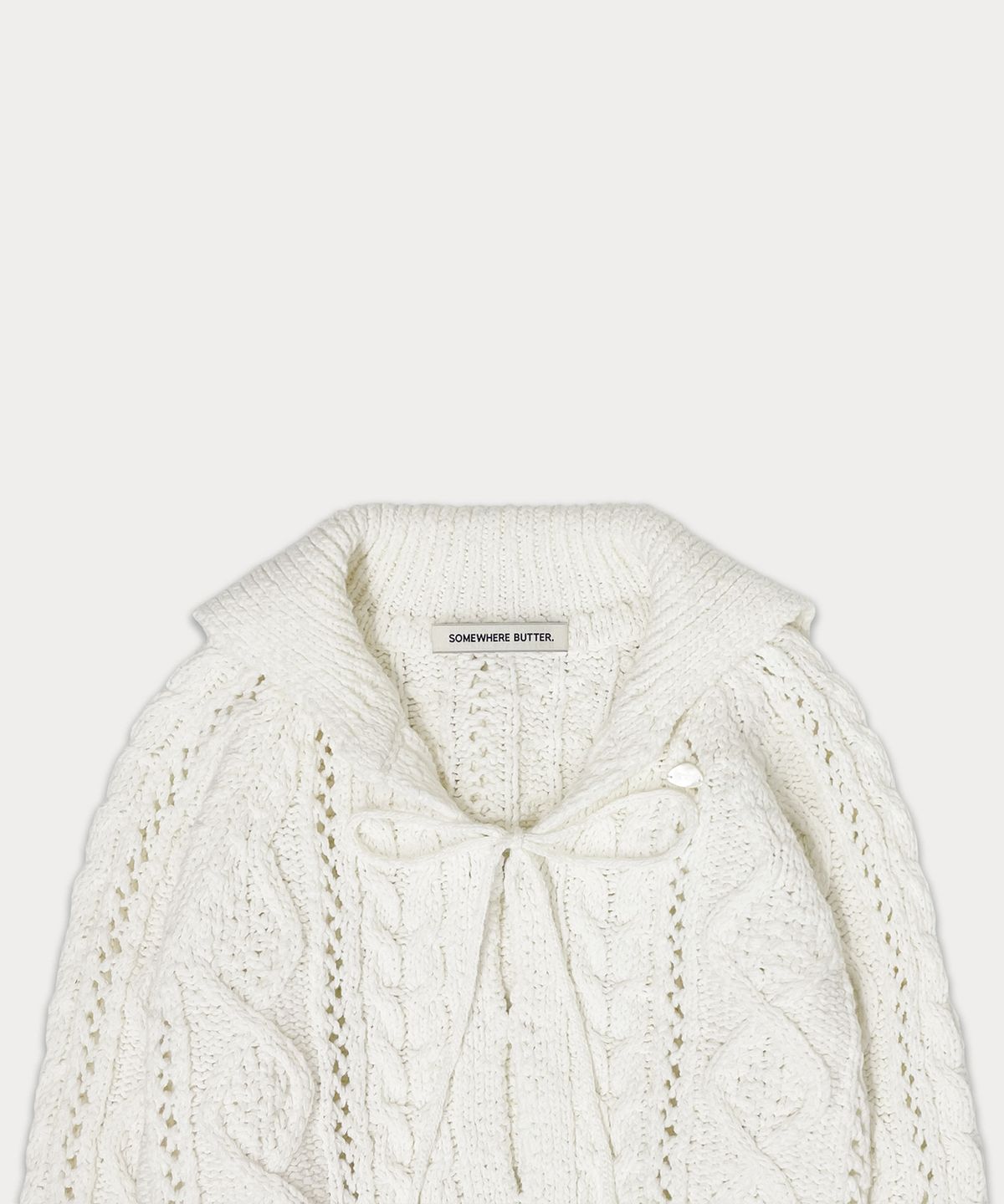 썸웨어버터(SOMEWHEREBUTTER) Ribbon cable cardigan - ivory