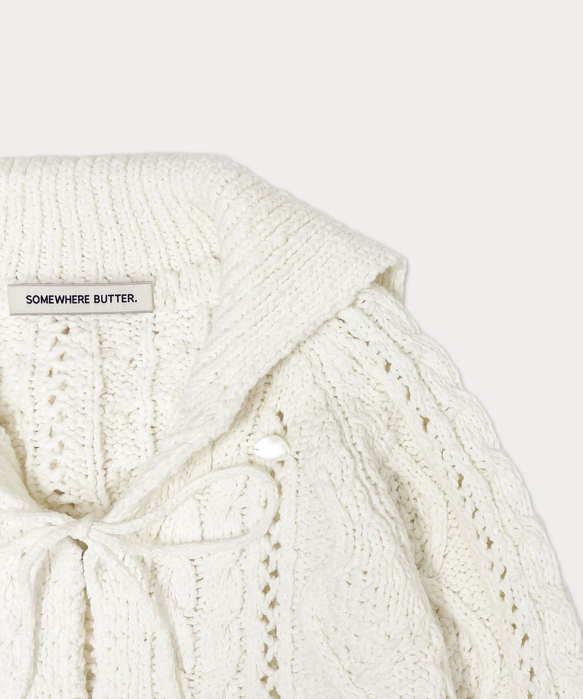 썸웨어버터(SOMEWHEREBUTTER) Ribbon cable cardigan - ivory