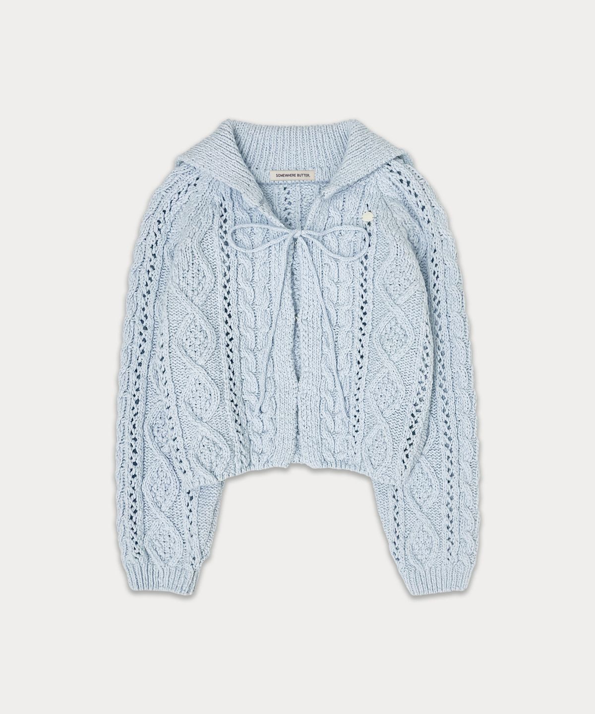 썸웨어버터(SOMEWHEREBUTTER) Ribbon cable cardigan - light blue