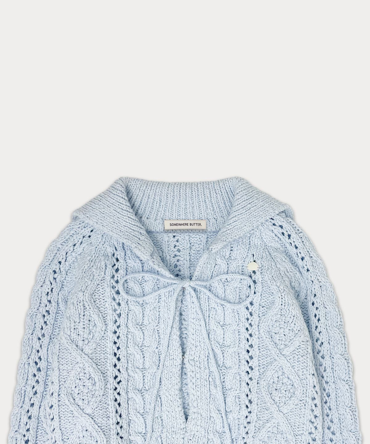 썸웨어버터(SOMEWHEREBUTTER) Ribbon cable cardigan - light blue