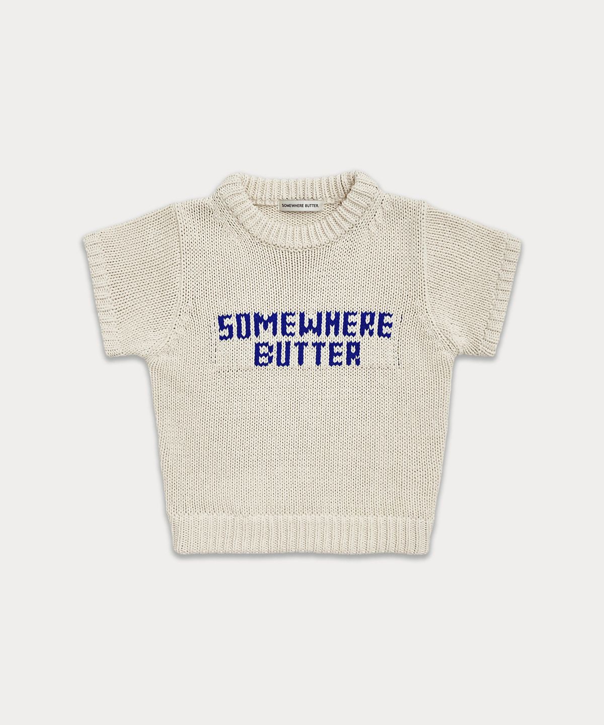 썸웨어버터(SOMEWHEREBUTTER) Classy Logo half knit - cream