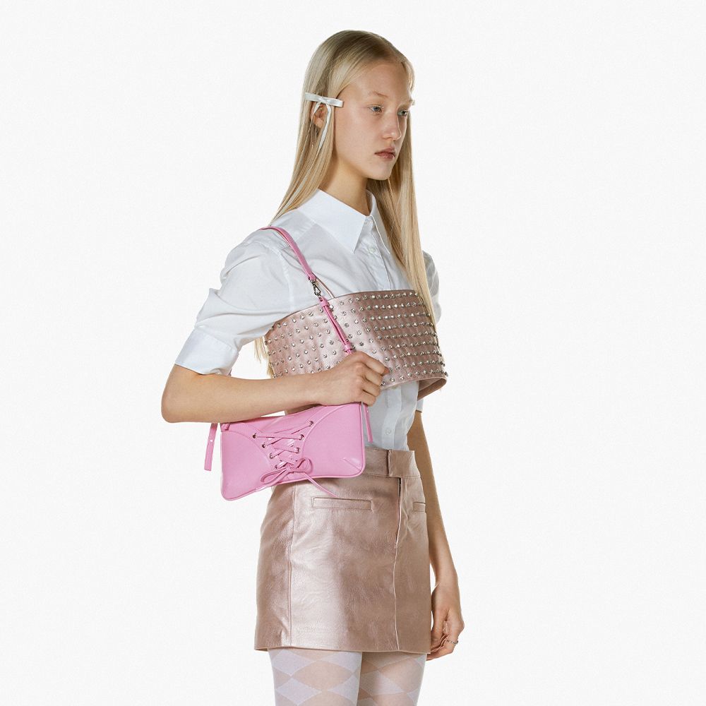 MUSINSA | FINDKAPOOR Ribbon Tie Shoulder Bag - Pink