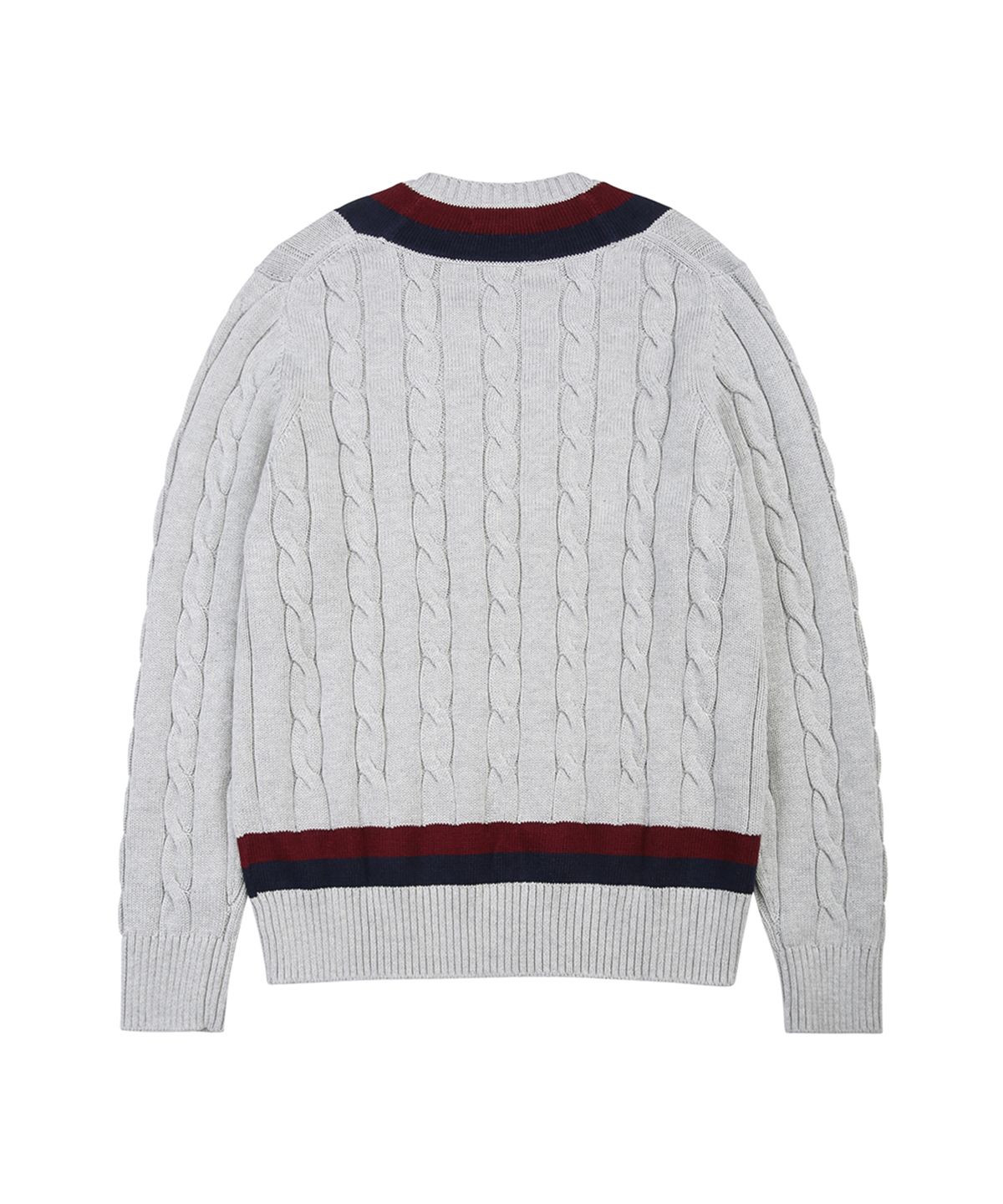 브룩스 브라더스(BROOKS BROTHERS) 코튼 케이블 테니스 V넥 스웨터 (그레이) (BBWNMM6839WES)