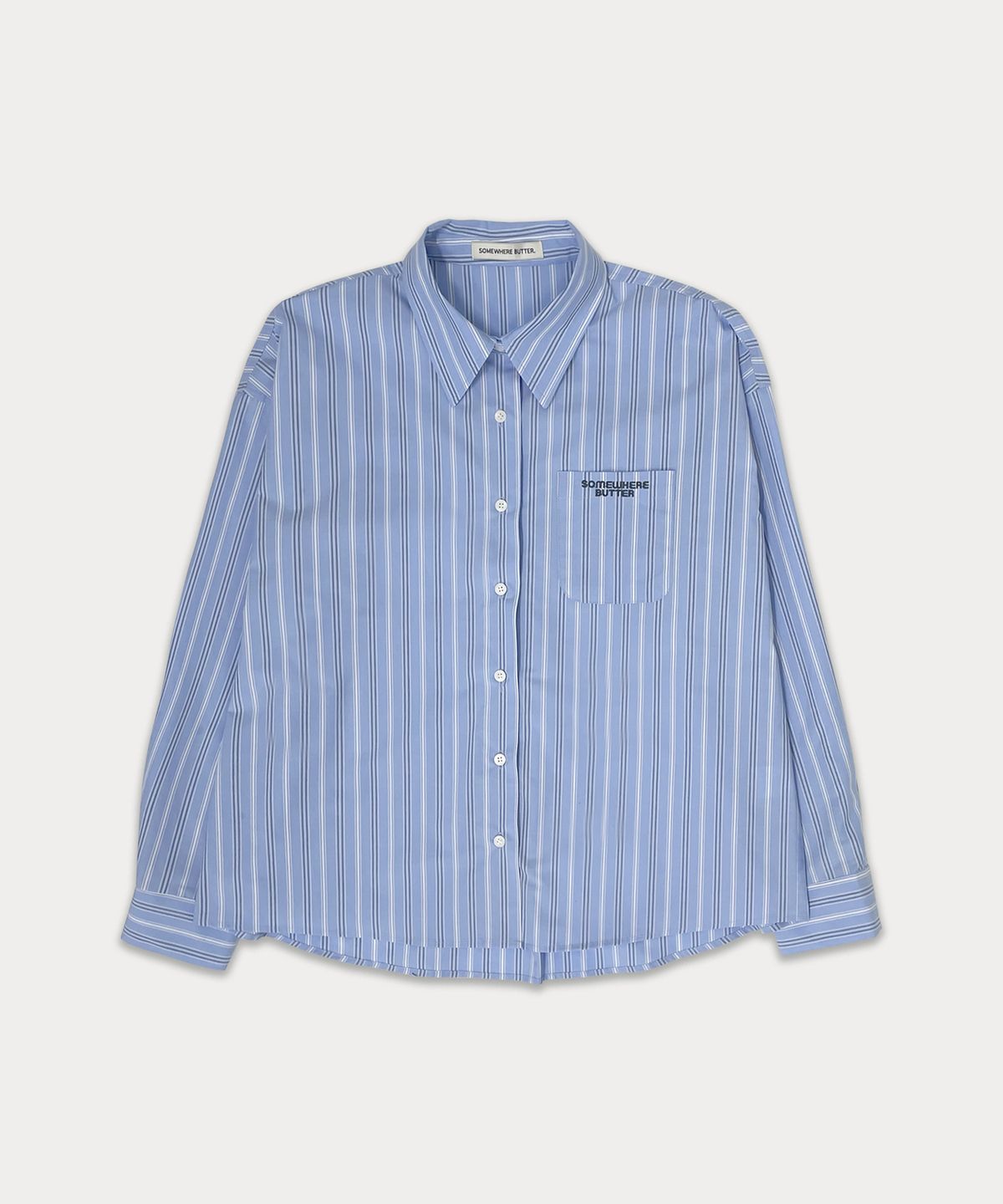 썸웨어버터(SOMEWHEREBUTTER) Classic stripe shirt - light blue