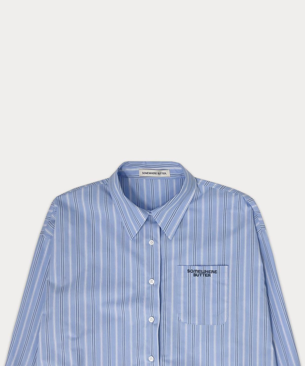 썸웨어버터(SOMEWHEREBUTTER) Classic stripe shirt - light blue