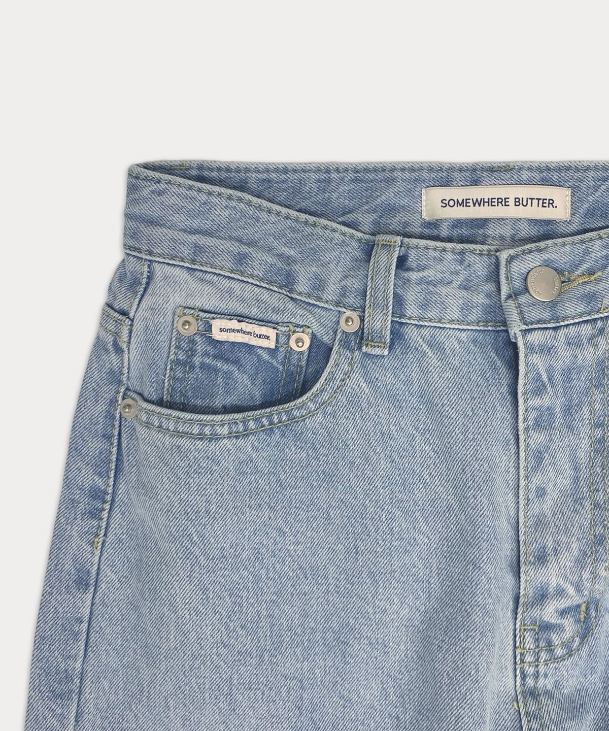 썸웨어버터(SOMEWHEREBUTTER) Ice wide denim pants - light blue