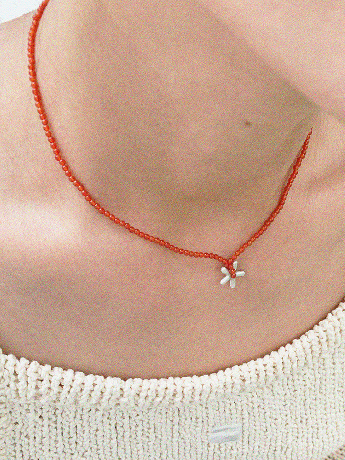 도우하브(DOUHAB) Flower bead necklace_Brown