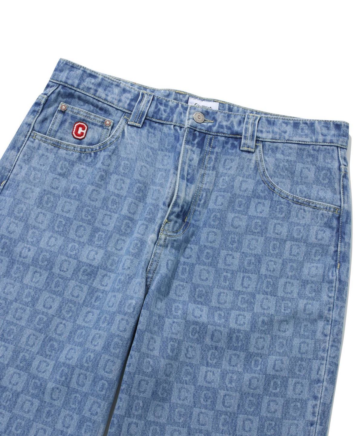 커버낫(COVERNAT) C 패턴 데님 레귤러 팬츠 블루