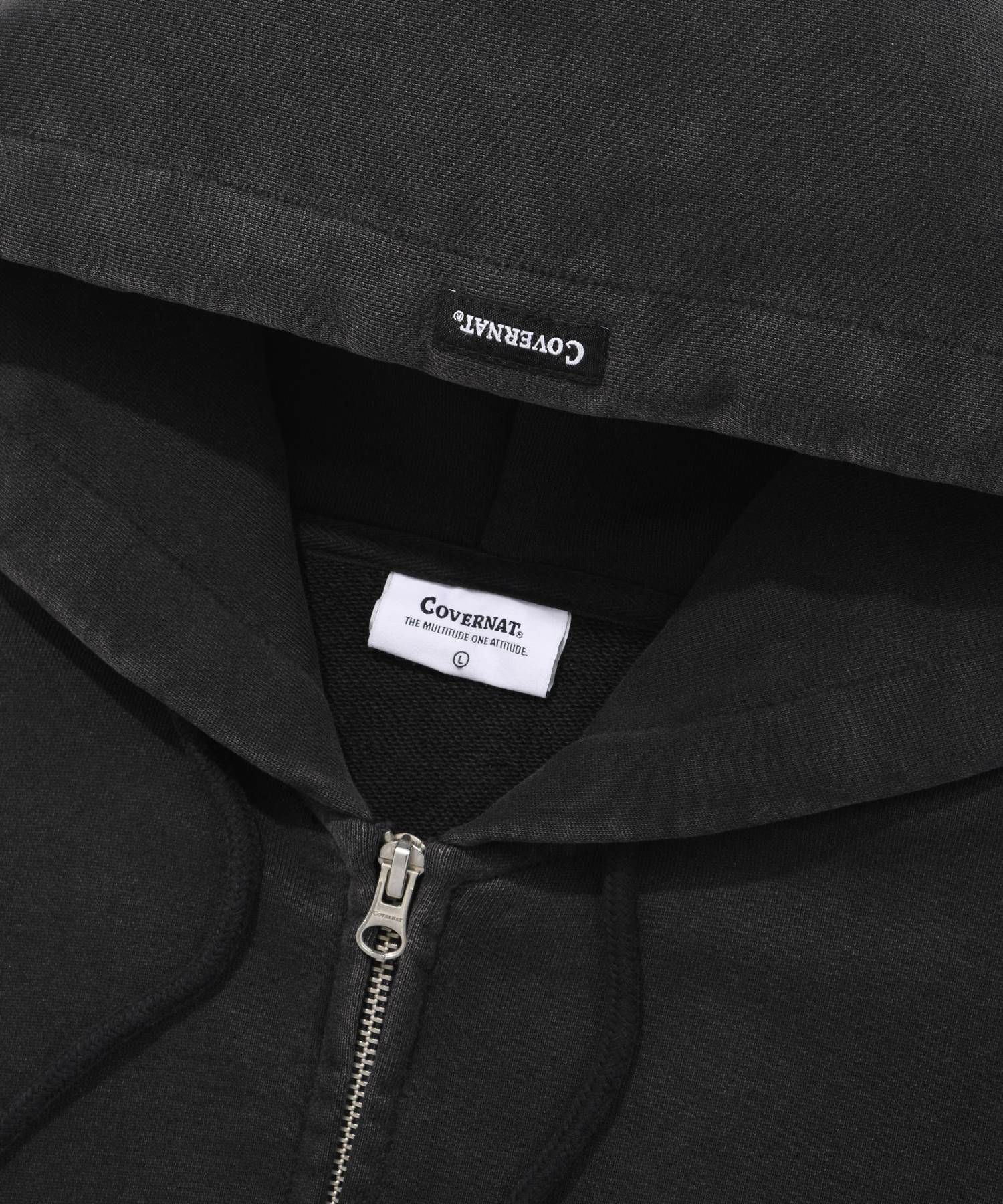 パーカー・フーディ COVERNAT Pigmented Authentic Logo Hoodie Zip-Up Charcoal MUSINSA | COVERNAT Pigmented Authentic Logo Hoodie Zip-Up