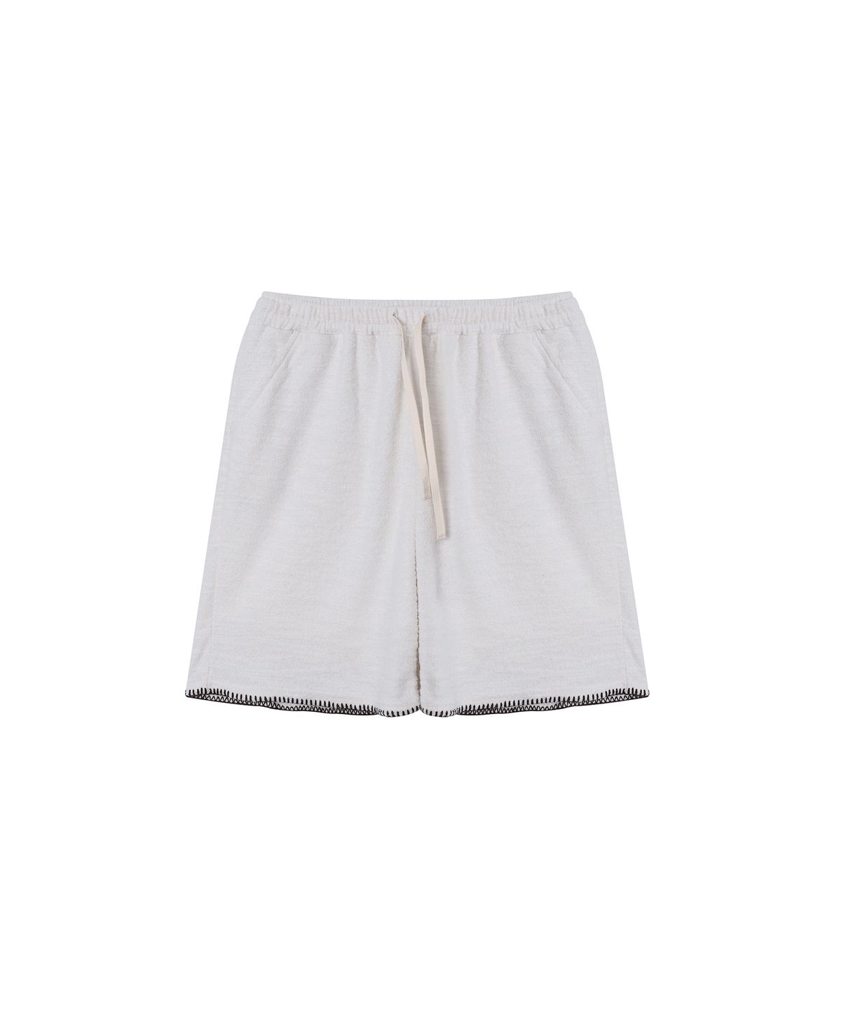 320쇼룸(320SHOWROOM) Oversized Buttonhole stitch knit banding waist shorts Ivory