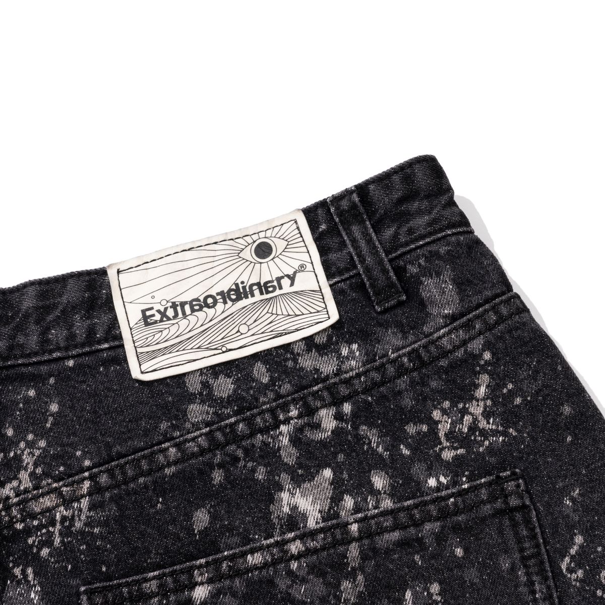 엑스트라오디너리(EXTRAORDINARY) BLEACHED DENIM PANTS  BLACK