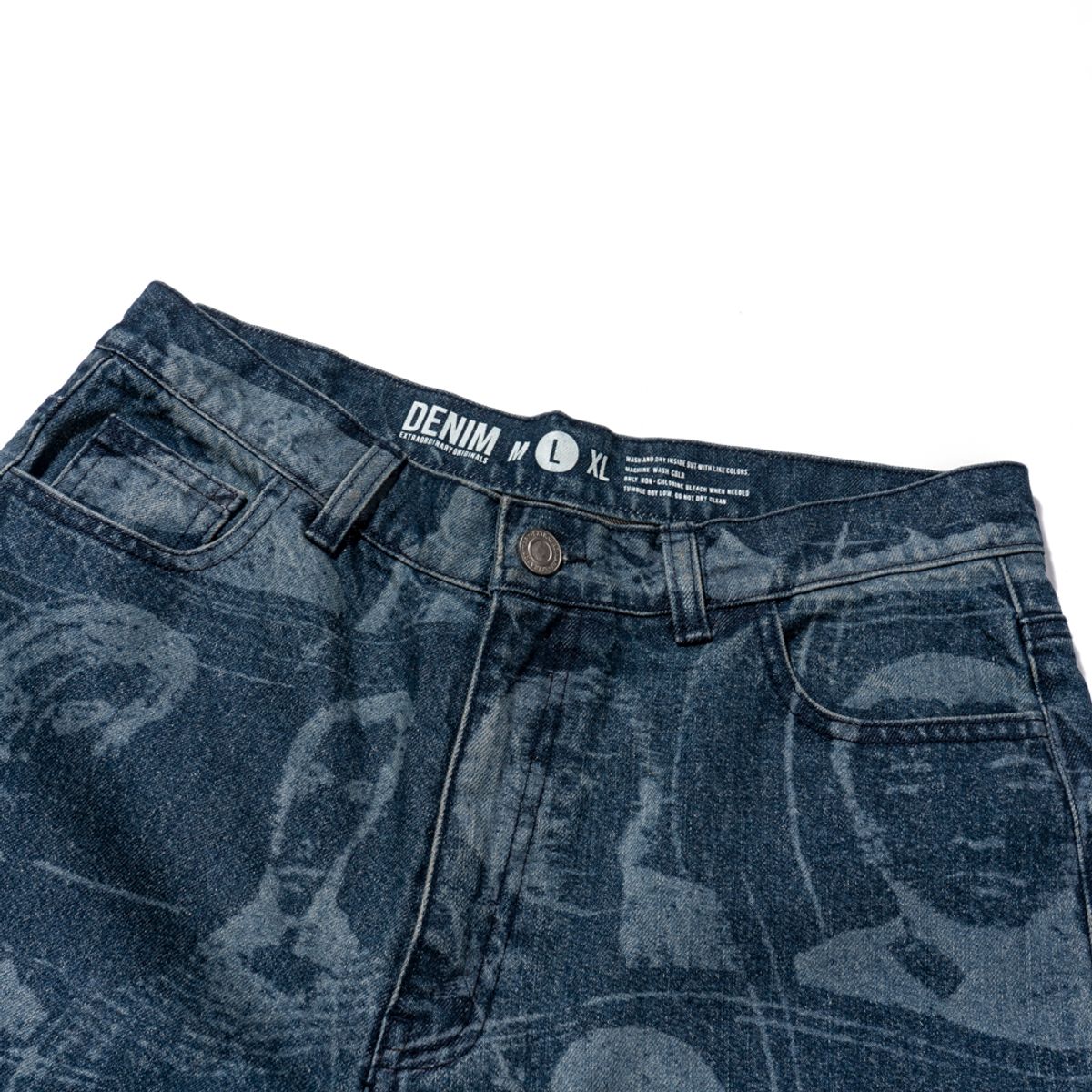 엑스트라오디너리(EXTRAORDINARY) PORTRAIT PRINTING DENIM PANTS  INDIGO