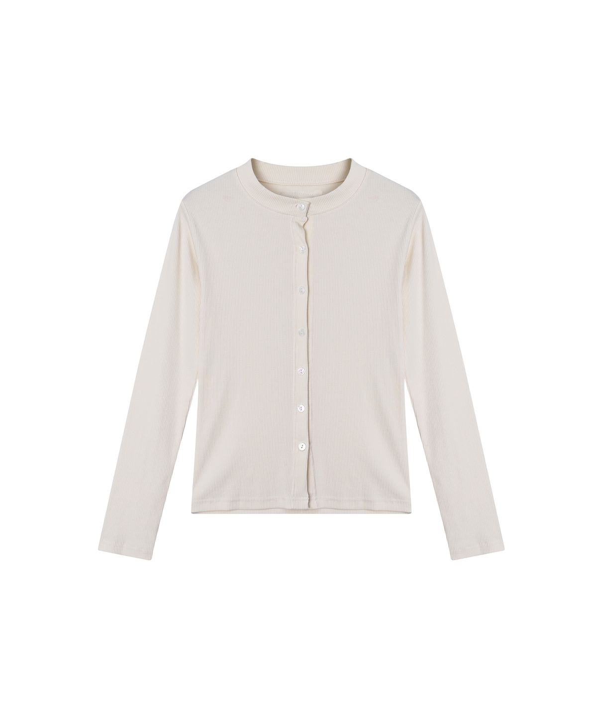 320쇼룸(320SHOWROOM) Round neck ribbed cardigan Cream