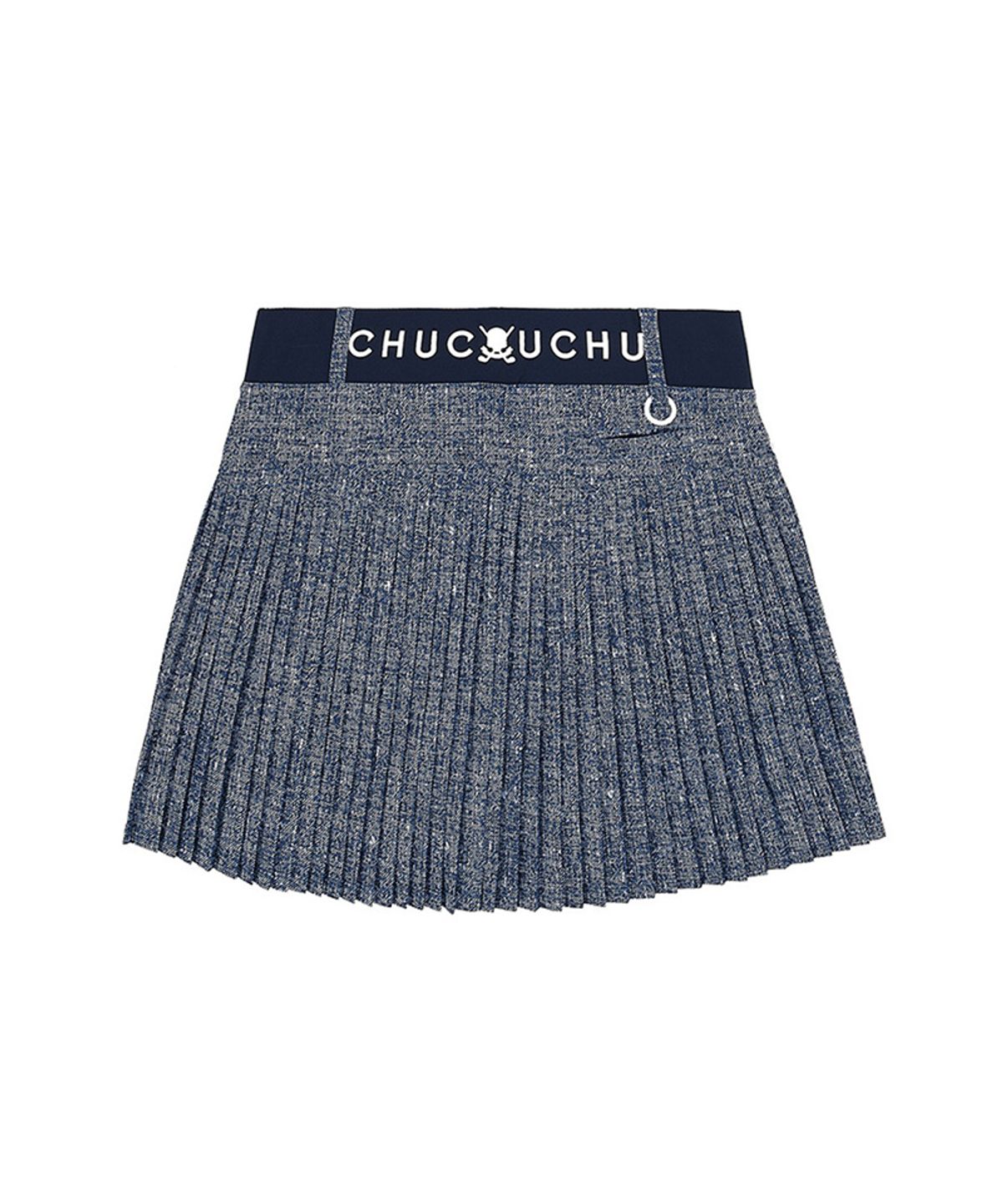 츄쿠츄(CHUCUCHU) C23M-SK011W 카모 데님 백 플리츠 스커트 (Denim blue)