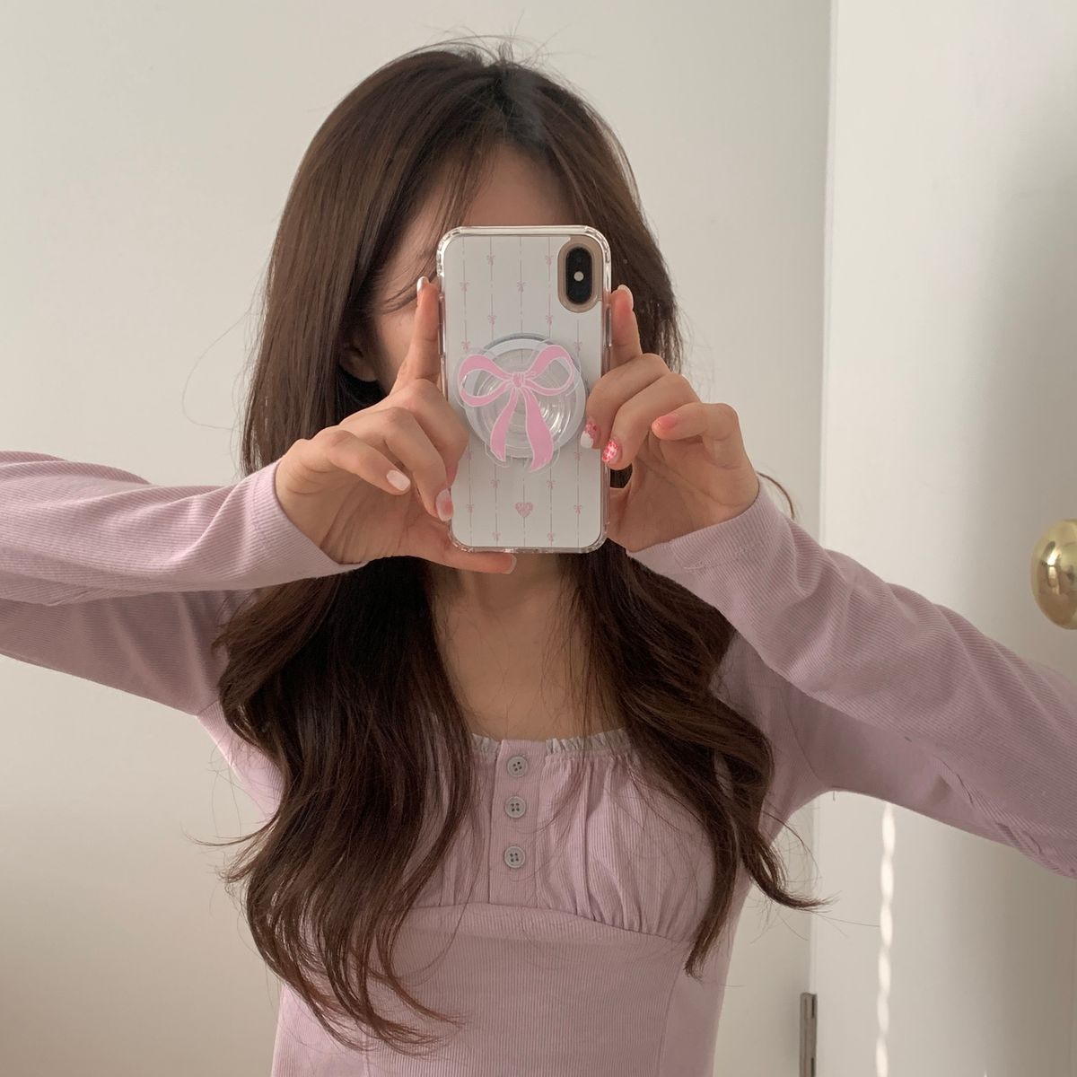 세컨드부티크(SECOND BOUTIQUE) 레이니 리본 클리어케이스 (화이트)