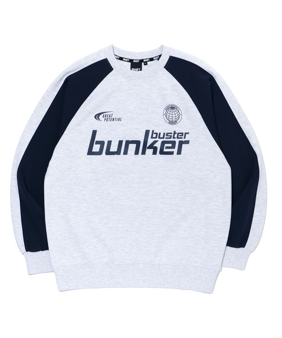 벙커버스터(BUNKERBUSTER) 로고 저지 맨투맨 LIGHT GREY (MO1TU043-071)