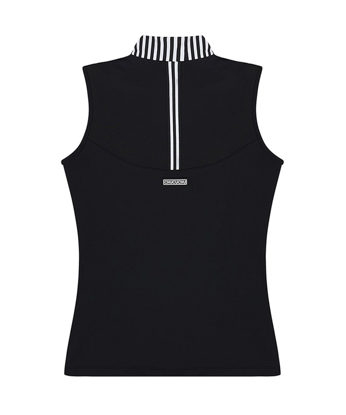 츄쿠츄(CHUCUCHU) C23M-TS013W 넥 포인트 하프 탑 (Black)