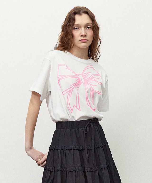 [RONRON]BIG RIBBON T-SHIRT/リボン Tシャツ ☆RONRON☆BIG RIBBON LINE T SHIRT☆送料・関税込 (RONRON/T