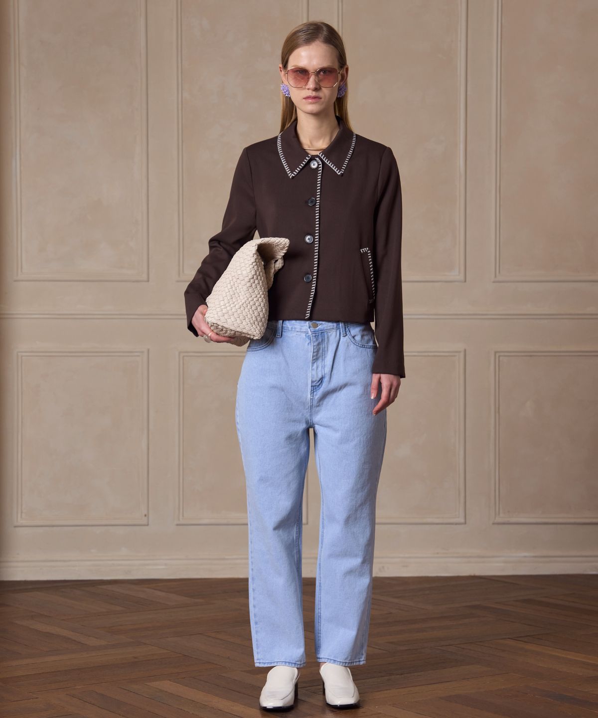 320쇼룸(320SHOWROOM) Buttonhole stitch collar jacket Brown