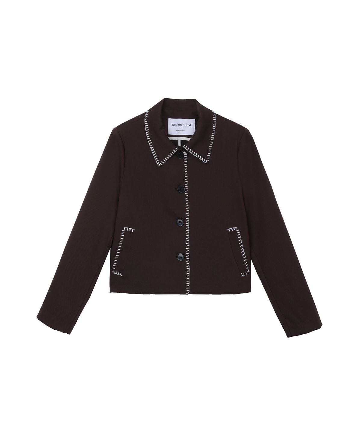 320쇼룸(320SHOWROOM) Buttonhole stitch collar jacket Brown